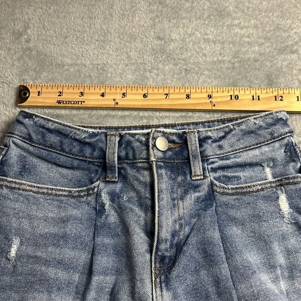 Tinseltown Womens Jeans Sz. 1 Distressed Straight Leg Medium Wash - Picture 9 of 16